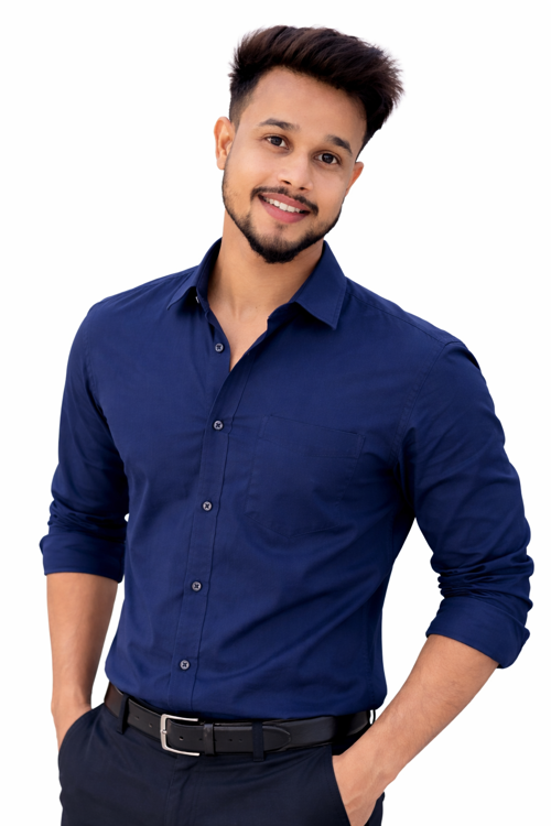 Classic Navy Blue Cotton Shirt