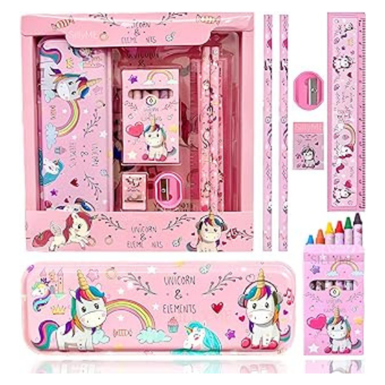 Picture of Unicorn Stationery Set for Girls - Unicorn set kit includes- Pencil Box for Girls , Colour set for kids 